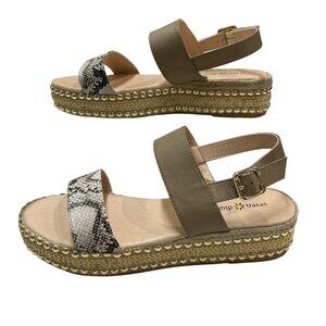 Seven Dials Sandal Women 9.5 Berenice Black‎ Faux Leather Animal Print Slingback